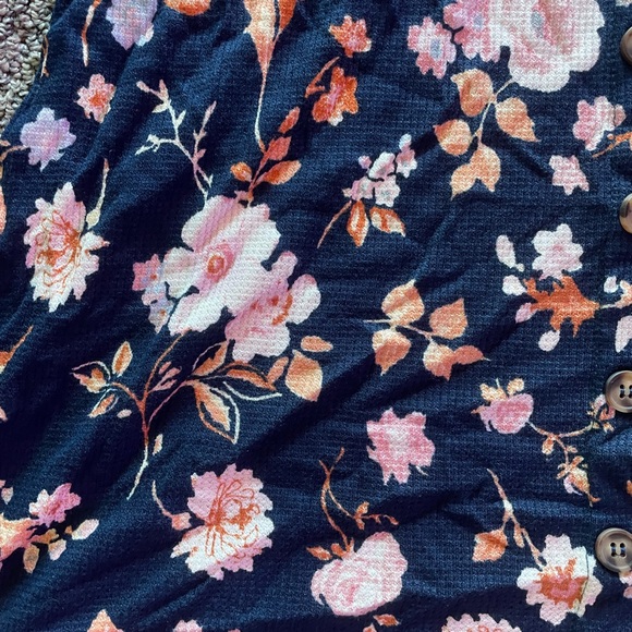 NWT - Kohl’s Navy floral button down waffle tee dress - size L - Picture 3 of 7